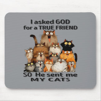 Asked God For A True Friend He Sent Cats Kitten Mouse Pad