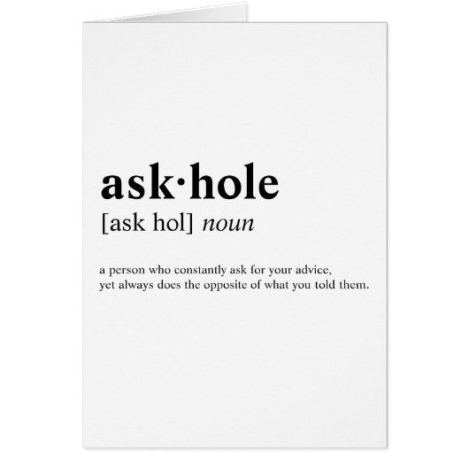 Askhole - Dictionary meaning Cards (Front)