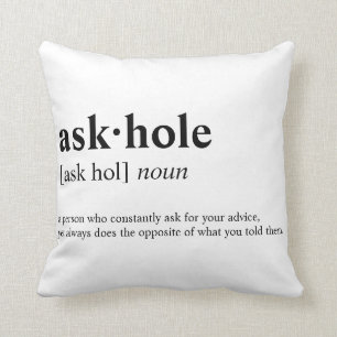 Askhole - Dictionary meaning Throw Pillow