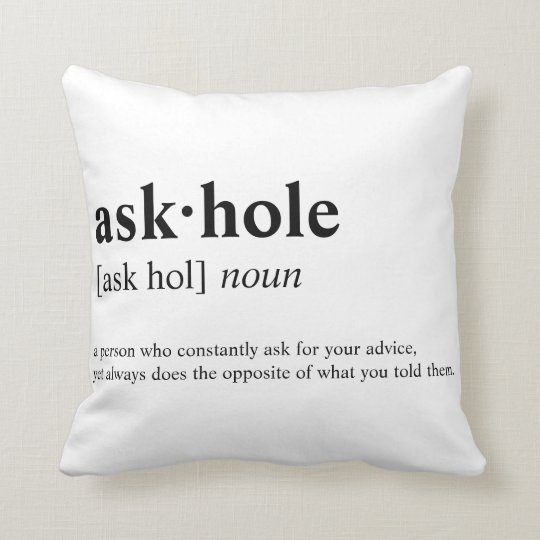 Askhole Dictionary meaning Throw Pillow