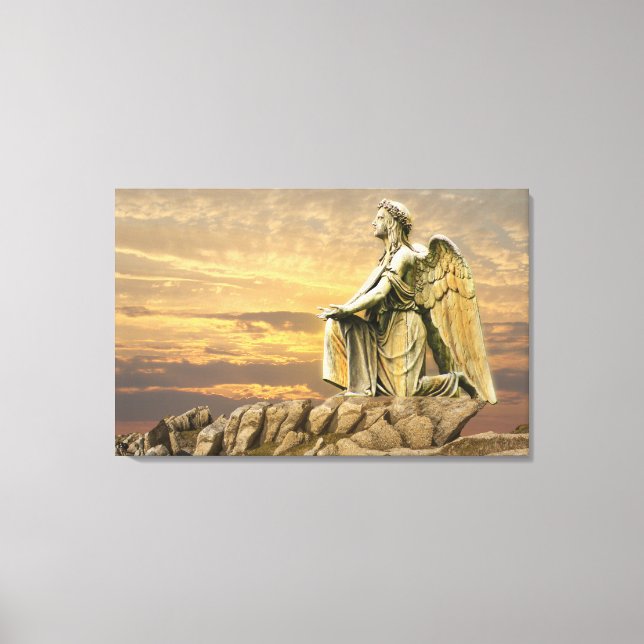 asking angel wrapped canvas print (Front)