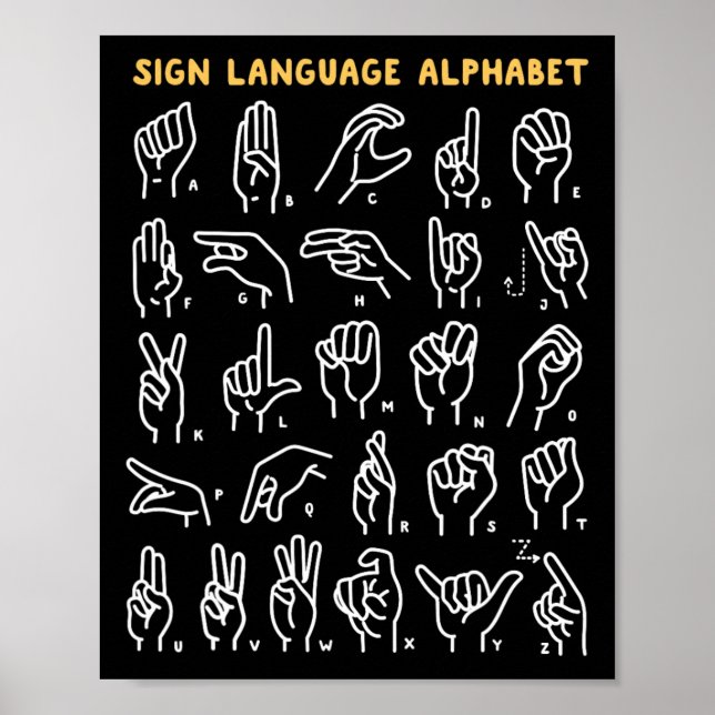Asl Abc American Sign Language Alphabet Retro Deaf (Front)