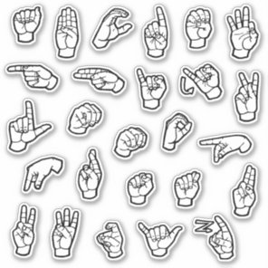 ASL Alphabet ABC Individual Hand Signs Sticker