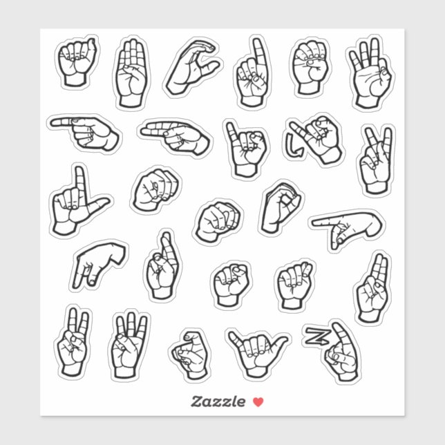 ASL Alphabet ABC Individual Hand Signs Sticker | Zazzle