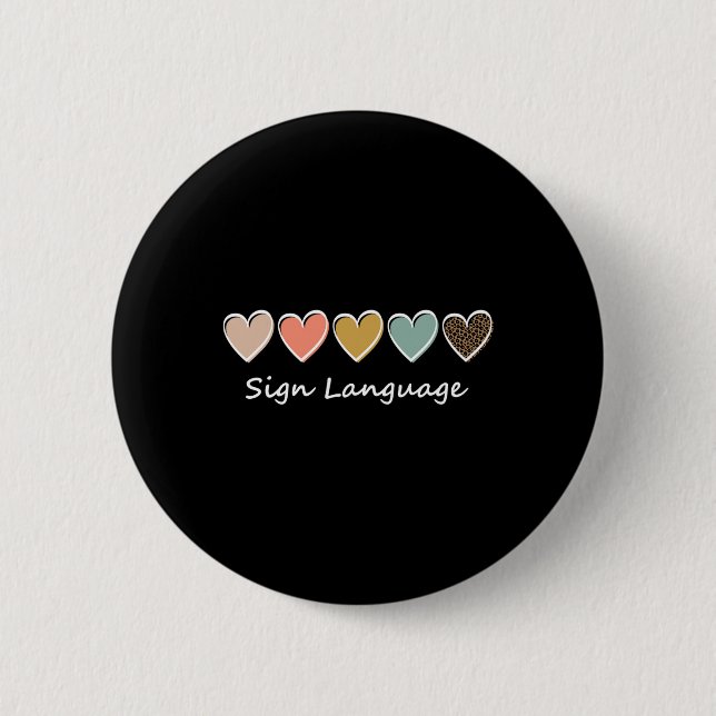 Asl Alphabet American Asl Teacher Sing Language  Button (Front)
