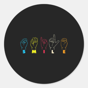 Asl Alphabet American Sing Language Asl Teacher Classic Round Sticker
