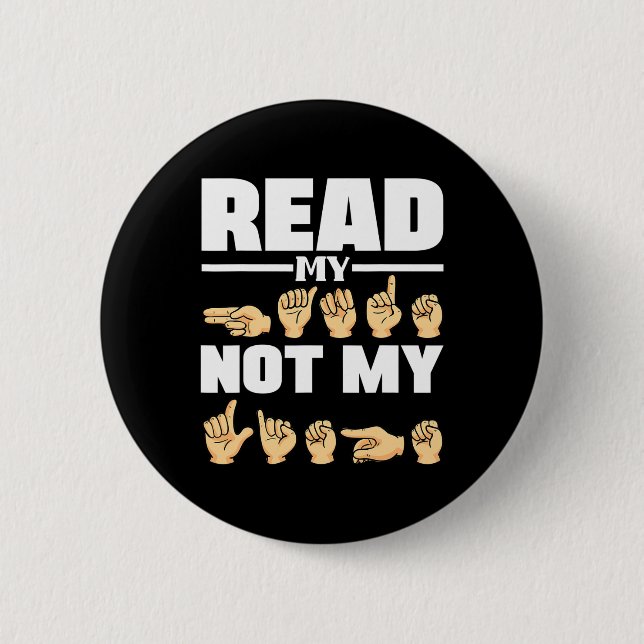 ASL Alphabet American Sing Language ASL Teacher Qu Button (Front)