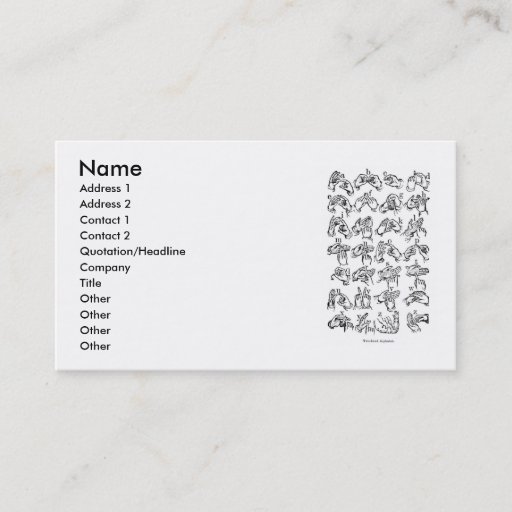 Customizable ASL Alphabet Business Card