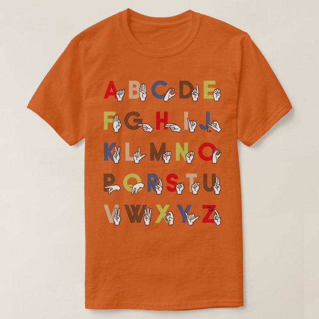 ASL Alphabet Sign Language Country T-Shirt (Design Front)