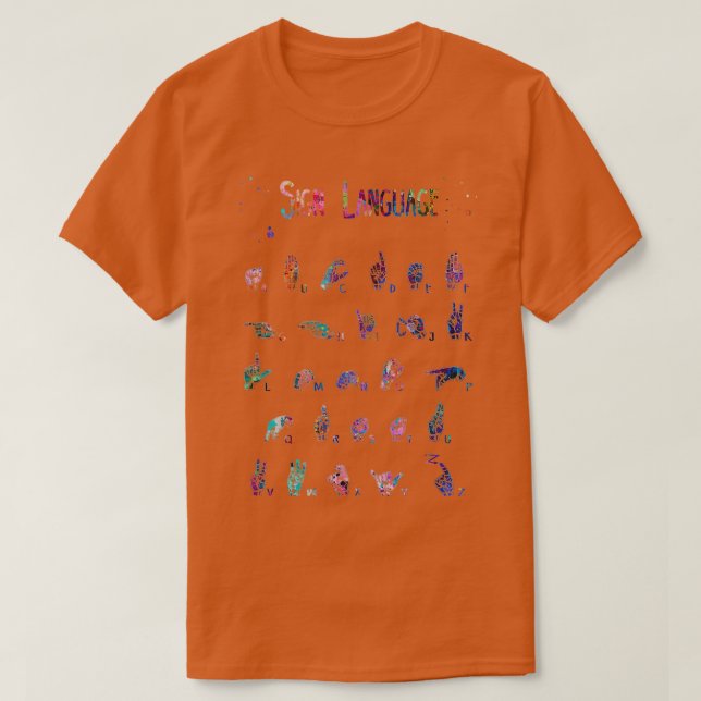 ASL Alphabet Sign Language T-Shirt (Design Front)