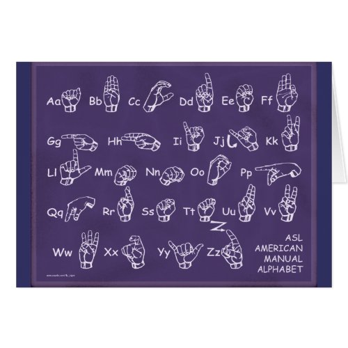 ASL American Manual Alphabet in Purple