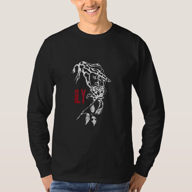 Asl American Sign I Love You Ily Skeleton Hand Hol T-Shirt (Front)