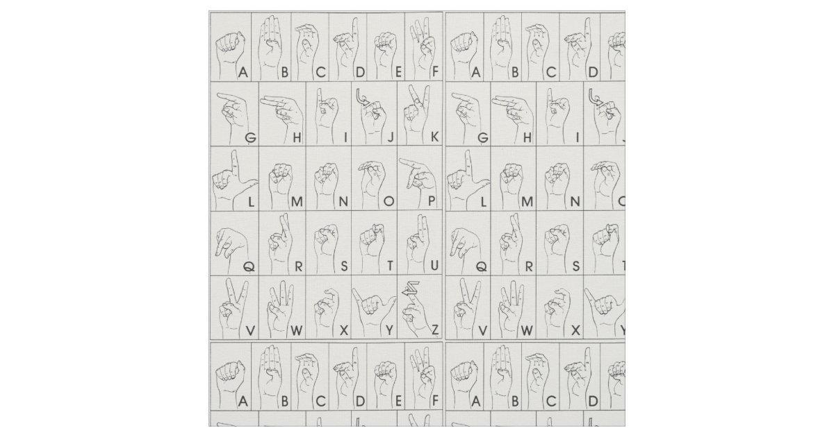 ASL American Sign Language Alphabet Pattern Fabric Zazzle