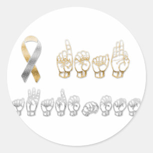 ASL American Sign Language Deaf Awareness  Classic Round Sticker