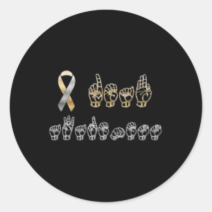 ASL American Sign Language Deaf Awareness  Classic Round Sticker