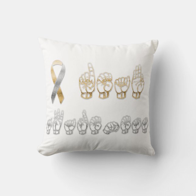 ASL American Sign Language Deaf Awareness  Throw Pillow (Front)