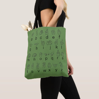 ASL American Sign Language Fingerspell Alphabet Tote Bag