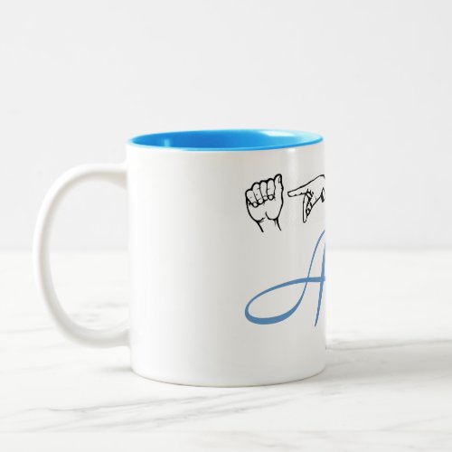 ASL American Sign Language Fingerspelled April Two Two_Tone Coffee Mug
