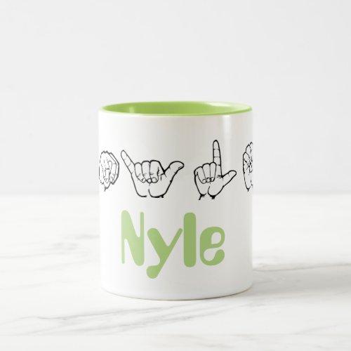 ASL American Sign Language Fingerspelled Nyle Two_Tone Coffee Mug