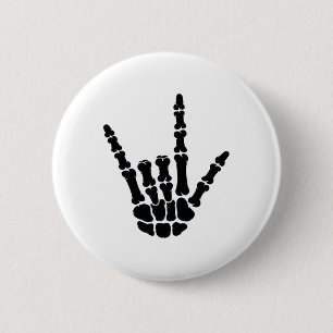 Asl American Sign Language I Love You Skeleton Han Button