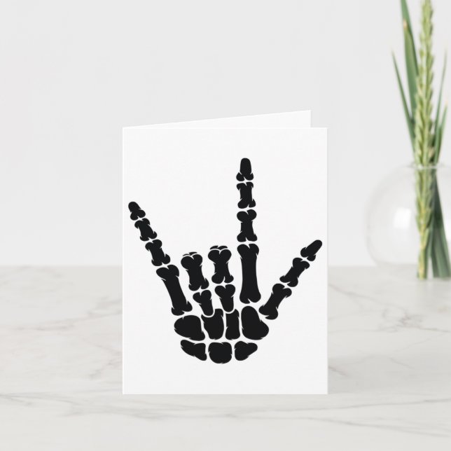 Asl American Sign Language I Love You Skeleton Han Card (Front)