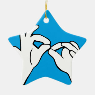 ASL American Sign Language INTERPRET Ceramic Ornament