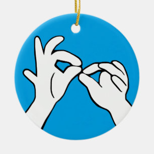 ASL American Sign Language INTERPRET Ceramic Ornament