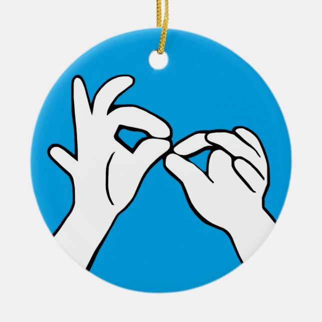 ASL American Sign Language INTERPRET Ceramic Ornament (Front)