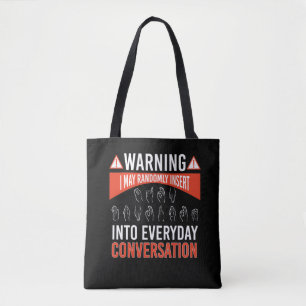 ASL American Sign language Interpreter Deaf Tote Bag