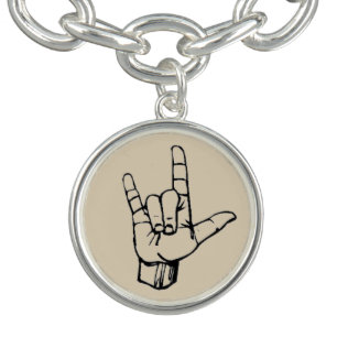 ASL American Sign Language Love Symbol Charm Bracelet