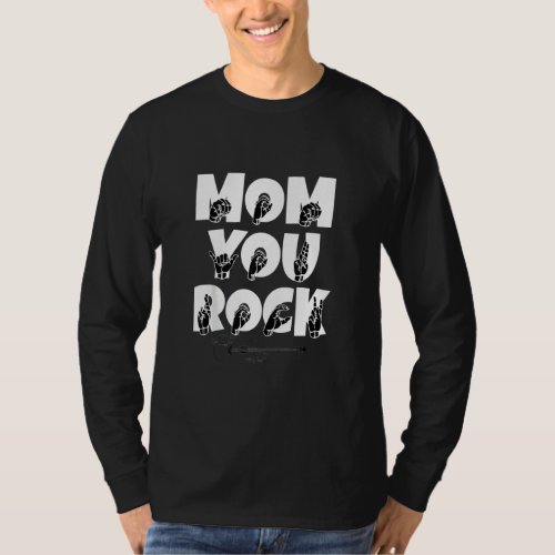 Asl American Sign Language Mom You Rock Guitar  T_Shirt