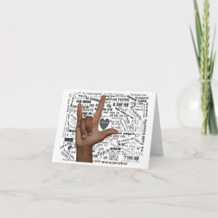ASL and various languages saying I Love You  Letterpress Thank You Card