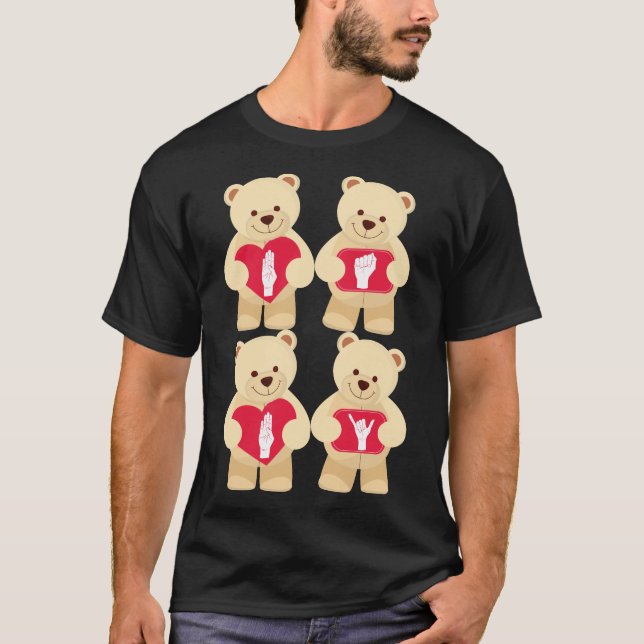 ASL BABY  ABDL Sign language Teddy Bear Hearts T-Shirt (Front)