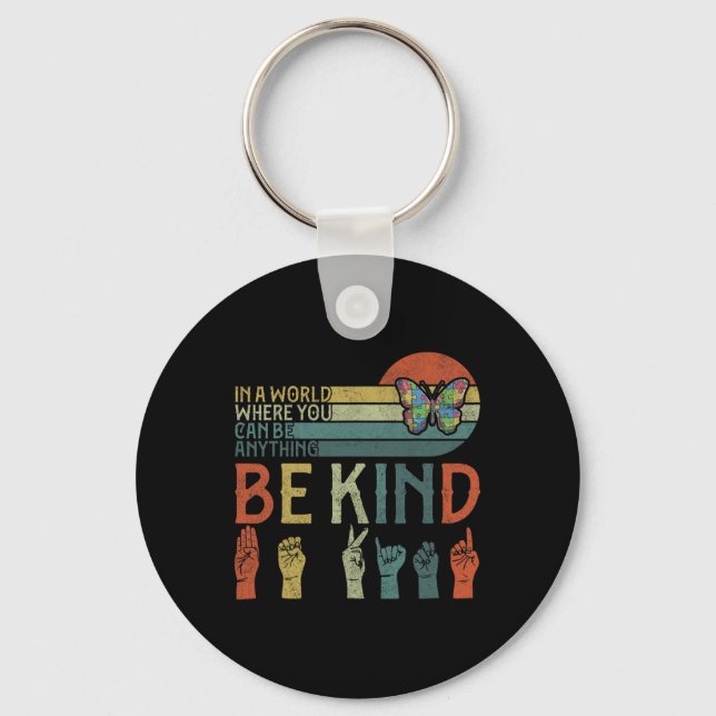 ASL Be Kind ASL American Sign Language Keychain (Front)