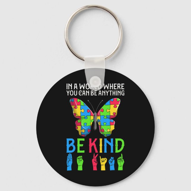 ASL Be Kind s1 ASL American Sign Language Keychain (Front)
