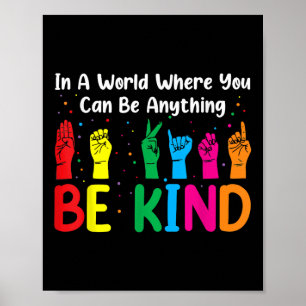 Asl Be Kind S Women Men, Autism Awareness Boy Kid  Poster