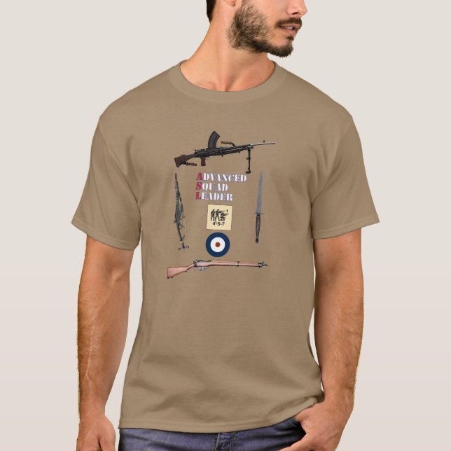 ASL British First Line Squad with Weapon Border T-Shirt (Front)