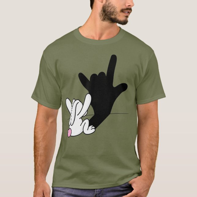 ASL Bunny Reflection I Love You Hand Sign Easter T-Shirt (Front)