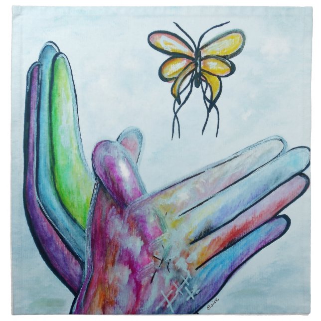 ASL Butterfly Cloth Napkin (Front)