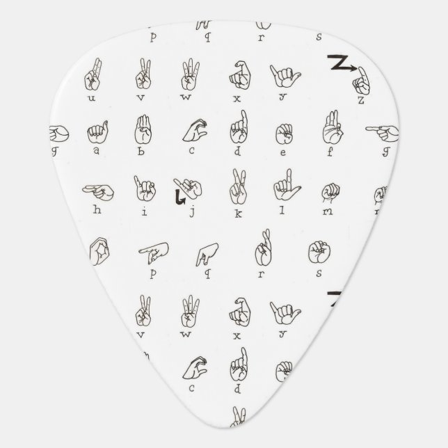ASL Chart Guitar Pick (Front)