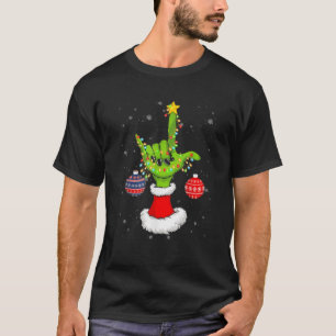 ASL Christmas Christmas Tree Lights American Sign T-Shirt