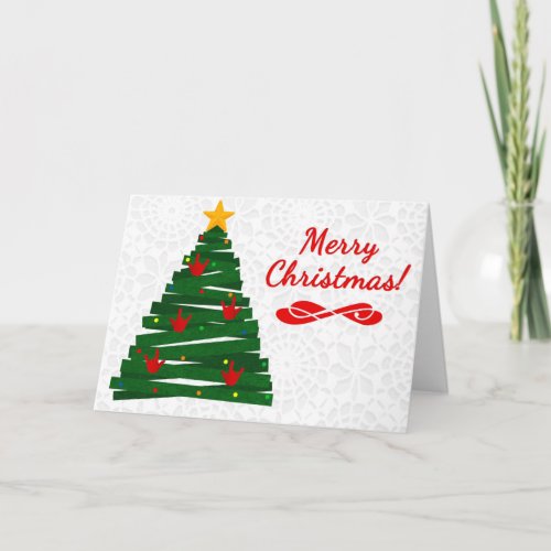 ASL Christmas Tree Card w ILY Handshape Ornaments