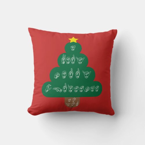 ASL Christmas Tree Pillow American Sign Language