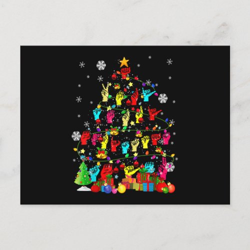 ASL Christmas Tree Xmas Lights ASL Sign Language H Postcard