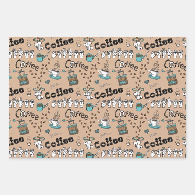 ASL Coffee & Tea Gift Wrap Paper (Front)