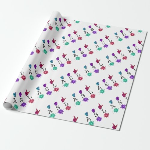 ASL Colorful Hands  Flowers Wrapping Paper