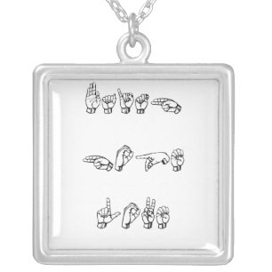 ASL Faith Hope and Love Silver Plated Necklace