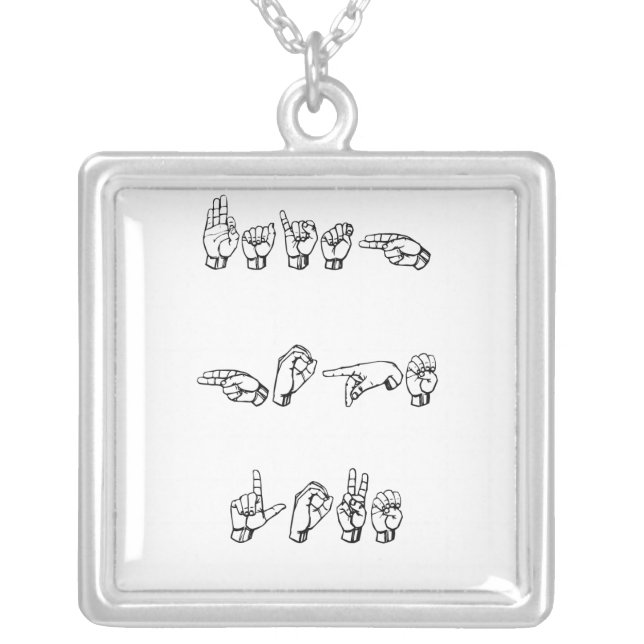 ASL Faith Hope and Love Silver Plated Necklace (Front)