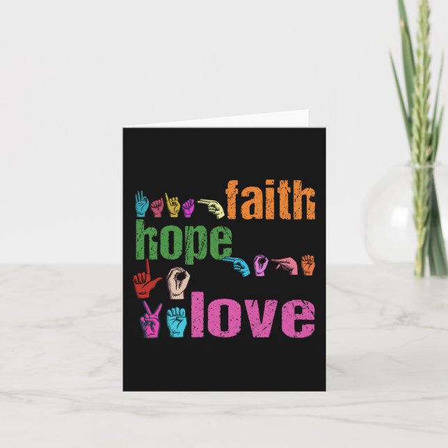 ASL Faith Hope Love American Sign Language Christi Card (Front)