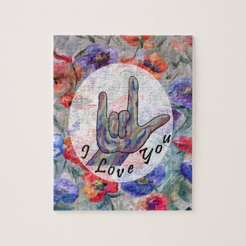 ASL Flowers and I Love You Jigsaw Puzzle